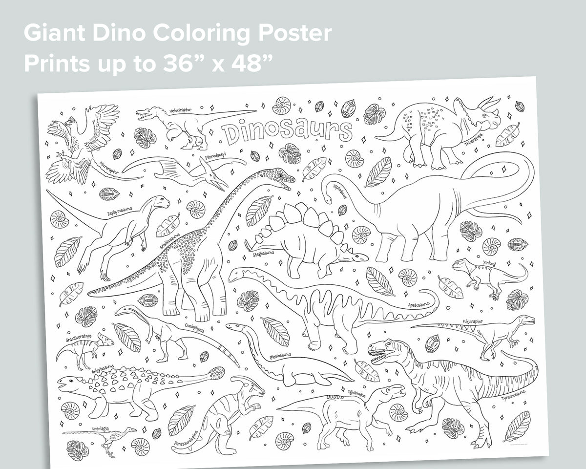Dinosaur Kingdom Coloring Posters (set of 2)