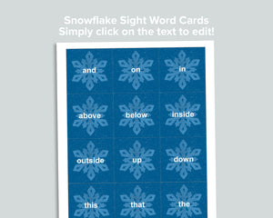 Snowflake Sight Word Cards