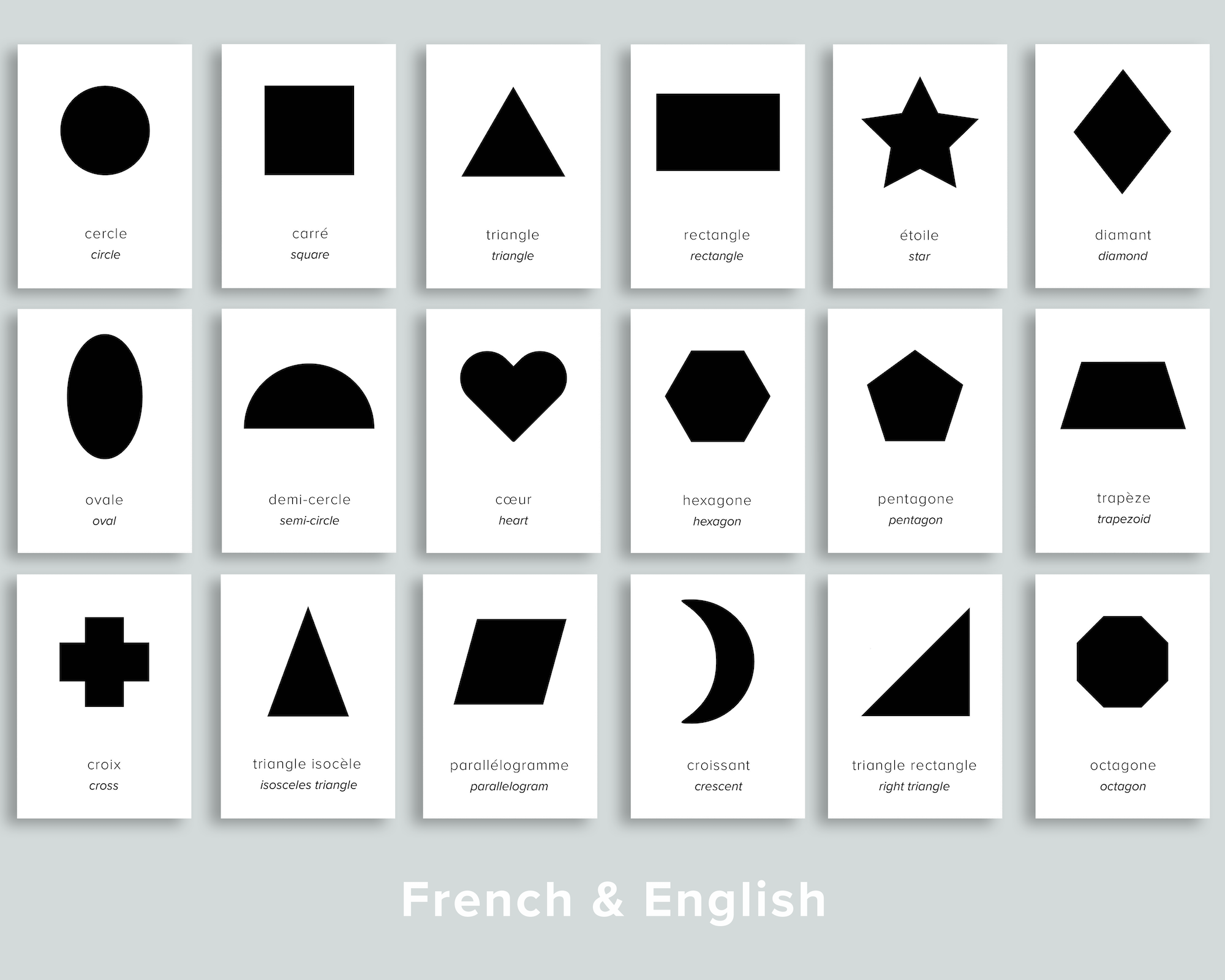 Les formes simples FRENCH basic geometric shapes printable 